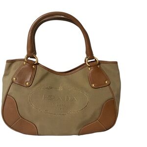Authentic Prada Canapa Canvas Brown Handbag